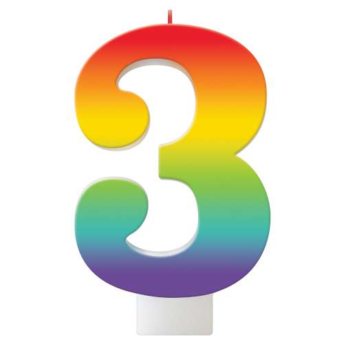 Rainbow Number Candle - No 3 - Click Image to Close